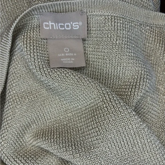 Chico’s Sleeveless Minimalist V Neck Metallic Tank Color Silver - Picture 3 of 4